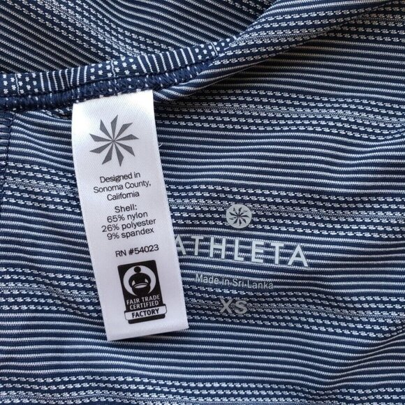 Athleta Max Out Blue Striped Tank Top Low Back Side Tie Sleeveless Tee Womens XS - Picture 10 of 12